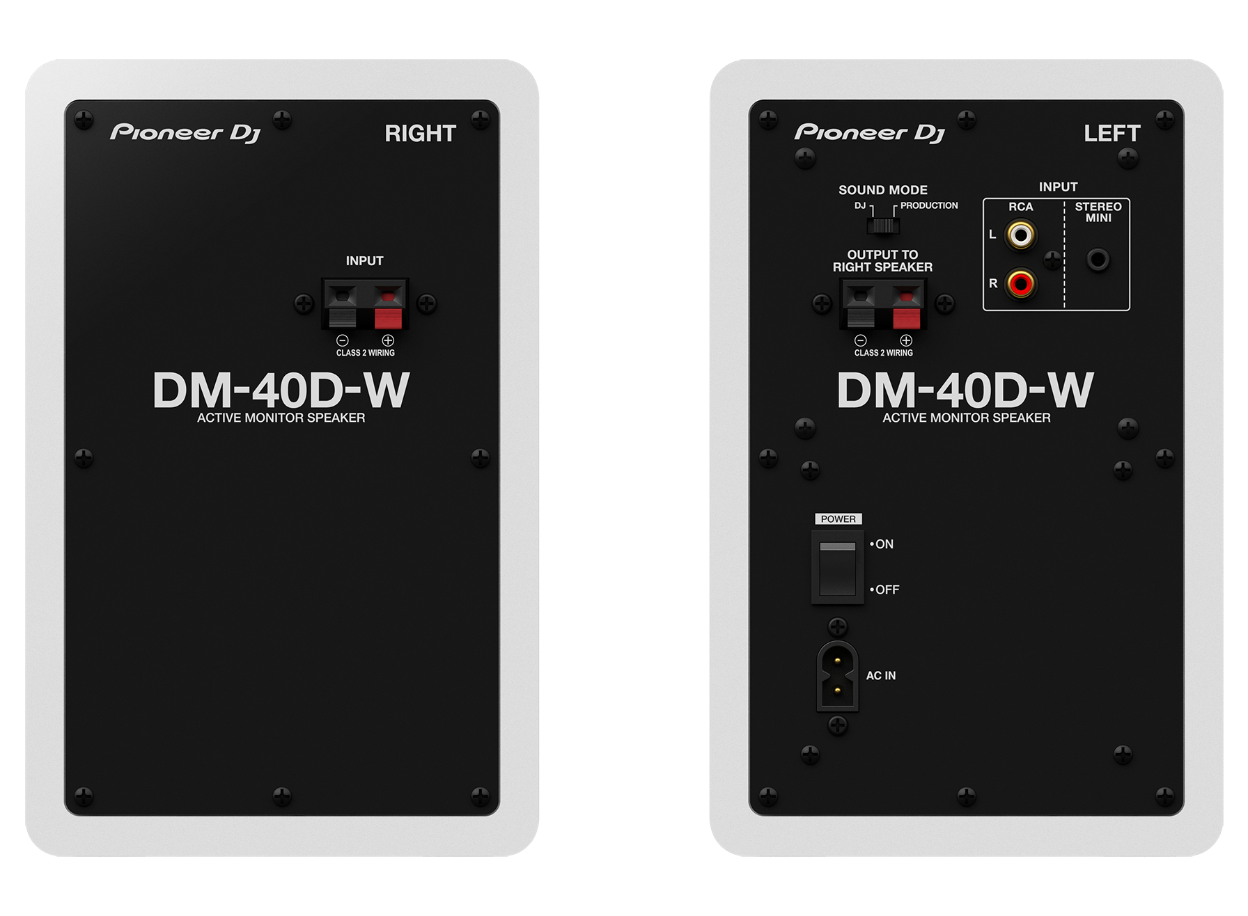 Pioneer DJ DM-40D - Monitor de áudio ativo bidirecional de 21W 4" - Branco (par)